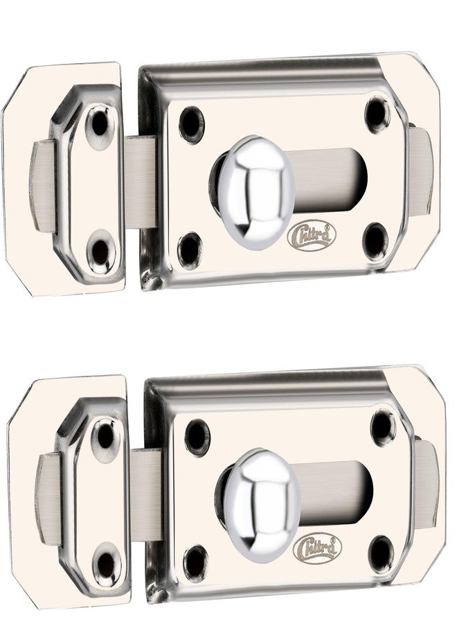 Chitra Stainless Steel Long Latch - Bathroom Tower Bolt 4" Window Latch (Pack of 2, Silver) - Image 2
